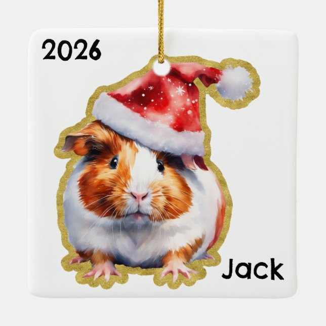 Personalisierte Guinea Schweinefleisch mit Weihnac Keramikornament (Rückseite)