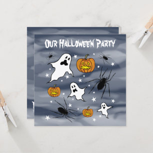 Personalisierte Halloween-Geister, Pumpkins und Sp Einladung