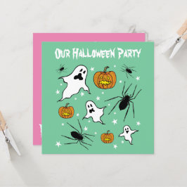 Personalisierte Halloween-Geister, Pumpkins und Sp Einladung