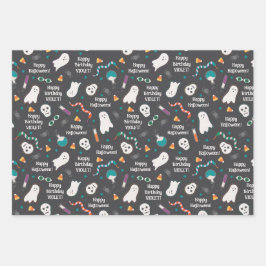 Personalisierte Halloween Kids Geschenkpapier Set