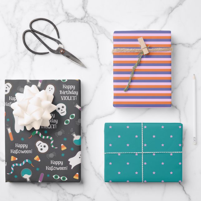 Personalisierte Halloween Kids Geschenkpapier Set (Vorderseite)