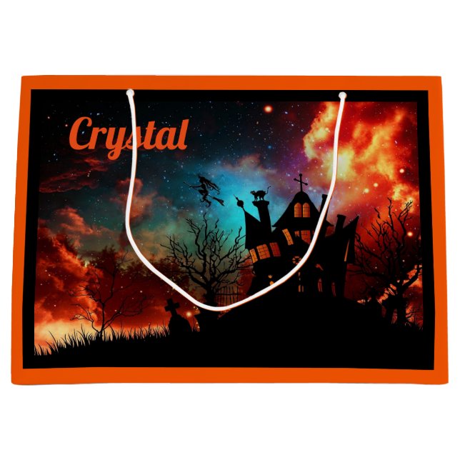 Personalisierte Halloween-Leckerei Große Geschenktüte (Vorderseite)