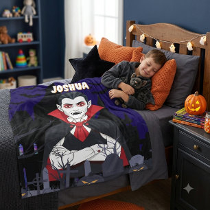 Personalisierte Halloween-Vampirdecke für Jungen, Fleecedecke