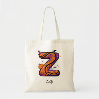 Personalisierte Halloween-Z-Initiale Name-Tragetas Tragetasche