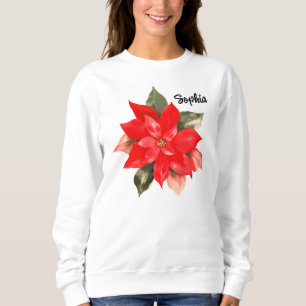 Personalisierte Hand bemalt Weihnachtsfeier Poinse Sweatshirt