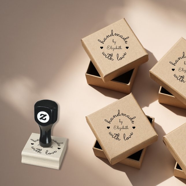 Personalisierte Handarbeit mit Liebe Kleine Untern Gummistempel (Personalized Handmade with Love Small Business Rubber Stamp)