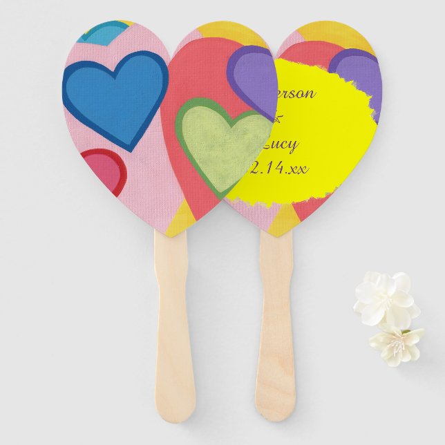 Personalisierte Handfans mit farbenfrohen Lagen Fächer (Vorne und Hinten)