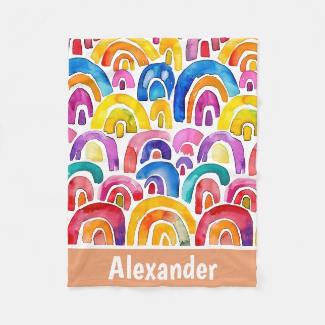 Personalisierte handgemalte Wasserfarbenbügel Fleecedecke (Vorderseite)