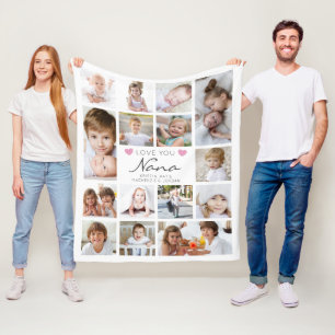 Personalisierte handgeschriebene Love You Nana 15 Fleecedecke