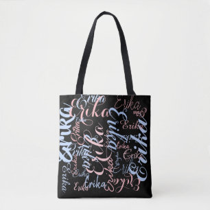 personalisierte handgeschriebene Namen in schwarz Tasche