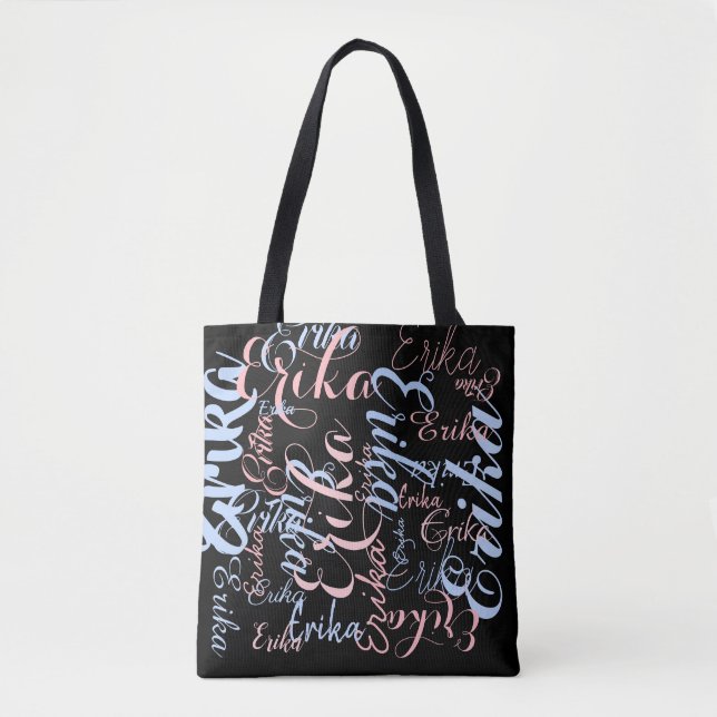 personalisierte handgeschriebene Namen in schwarz Tasche (Vorderseite)