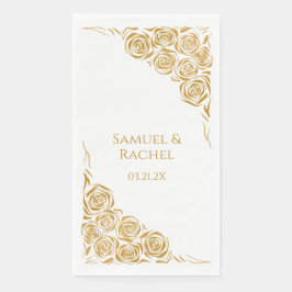 Personalisierte handgezeichnete Goldene Rose Hochz Serviette