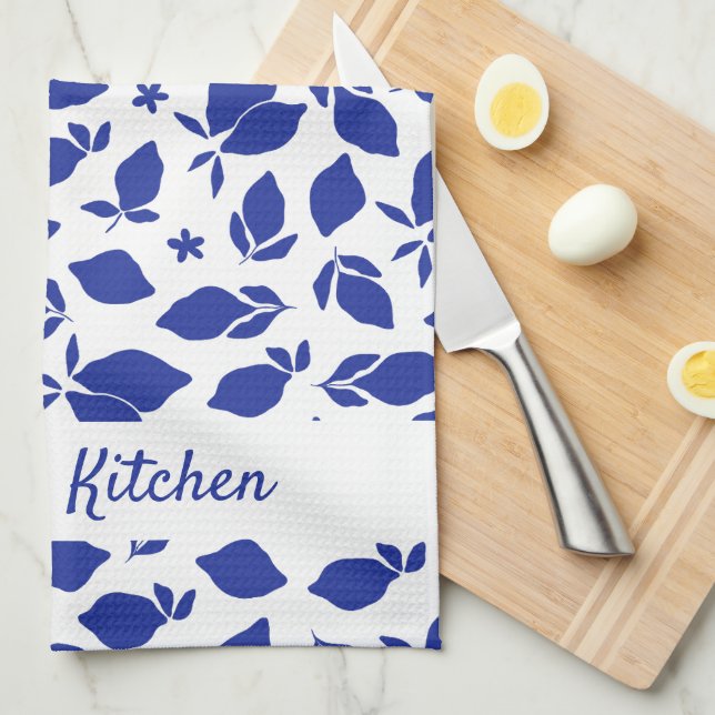 Personalisierte Handgezeichnete italienische Blaul Geschirrtuch (Viertel Falte)