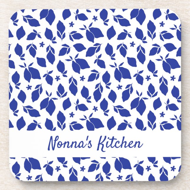 Personalisierte Handgezeichnete italienische Blaul Getränkeuntersetzer (Vorderseite)