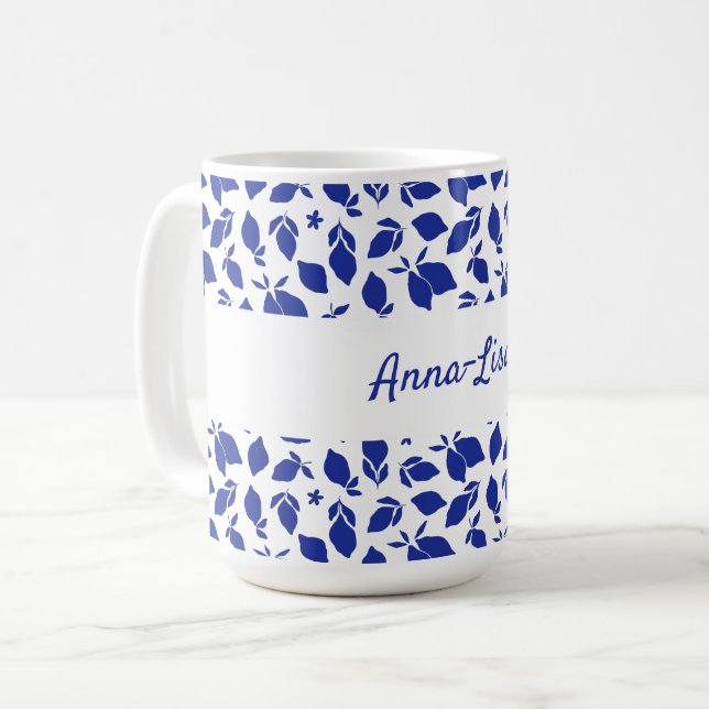 Personalisierte Handgezeichnete italienische Blaul Kaffeetasse (Vorderseite Links)