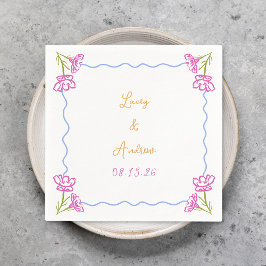 Personalisierte handgezeichnete Italienische Blume Serviette