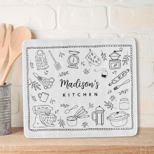 Personalisierte handgezeichnete Küchenutensilien  Schneidebrett