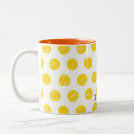 Personalisierte handgezeichnete Punkte Gelborange Zweifarbige Tasse