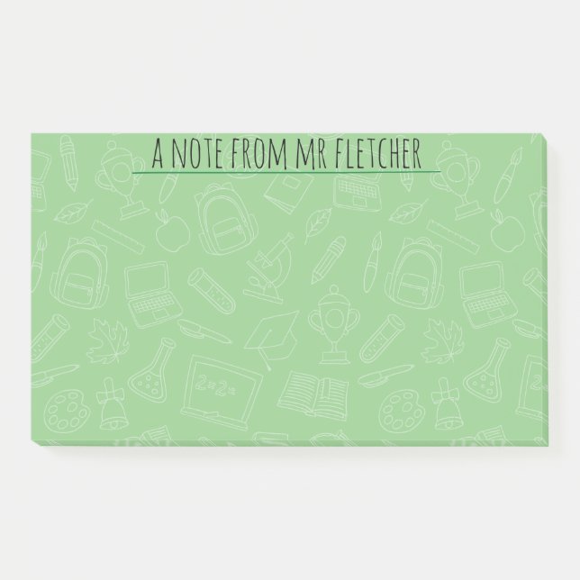 Personalisierte handgezeichnete Schule liefert Mus Post-it Klebezettel (Vorderseite)