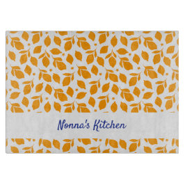 Personalisierte, handgezogene Gelbe Zitronen Schneidebrett