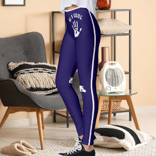 Personalisierte Handkatze Haustier Dunkelblau Weiß Leggings