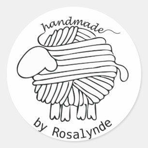 Personalisierte "handmade by"-Garnhühner Runder Aufkleber
