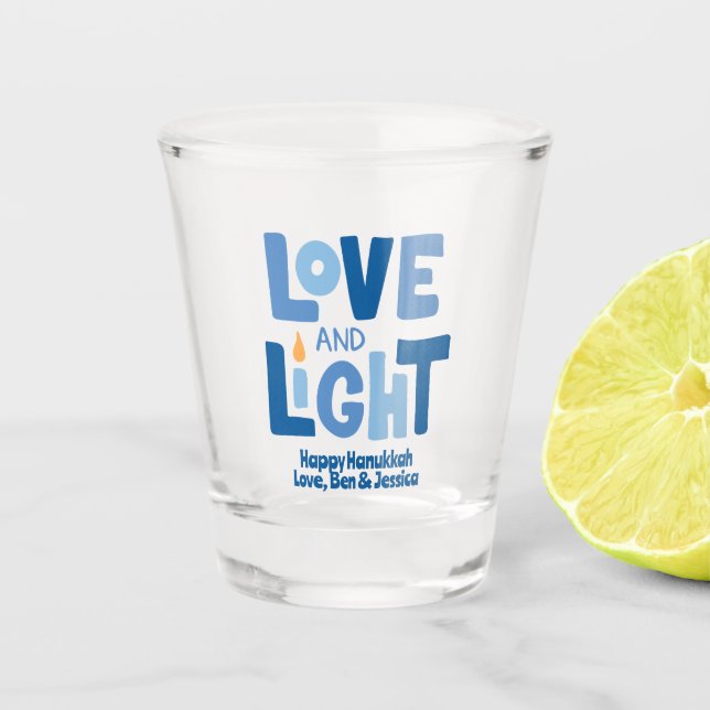 Personalisierte Hanukkah-Liebe und Leichtglas Schnapsglas (Vorderseite)