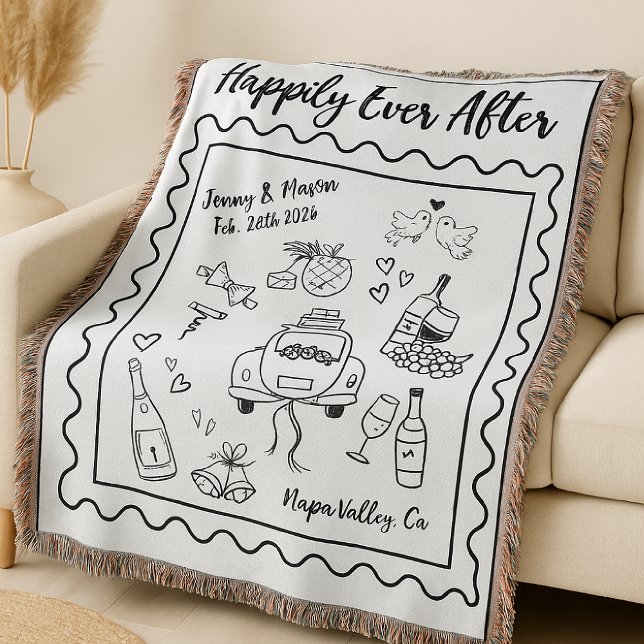 Personalisierte „Happily Ever After“-Hochzeit-Deck Decke (Von Creator hochgeladen)
