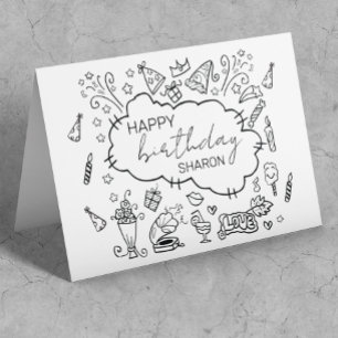 Personalisierte Happy Birthday Doodle-Kunst Karte