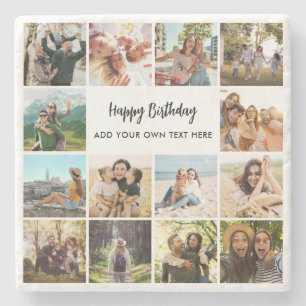 Personalisierte Happy Birthday Fotocollage Steinuntersetzer