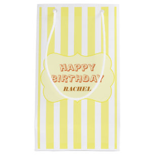 Personalisierte Happy Birthday Gelbe Streifen Kleine Geschenktüte