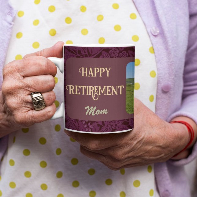 Personalisierte Happy Retirement Geschenke für Mam Kaffeetasse (Personalized Happy Retirement Gifts for Mom Red Coffee Mug)