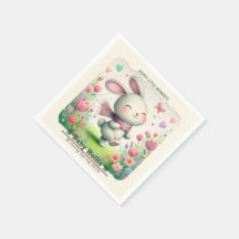 Personalisierte Hasen-Papierpartyservietten