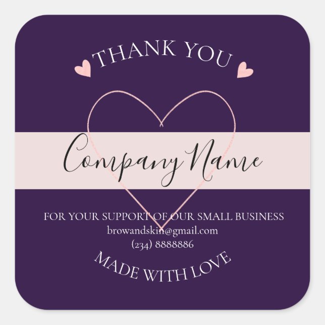 Personalisierte hausgemachte DANK Quadratischer Aufkleber (Vorderseite)