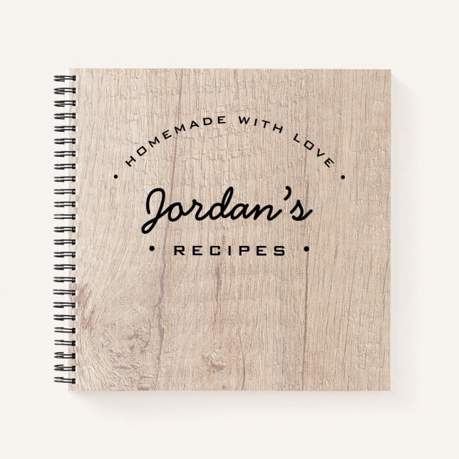 Personalisierte hausgemachte Liebe Rezept Rustikal Notizbuch (Vorderseite)