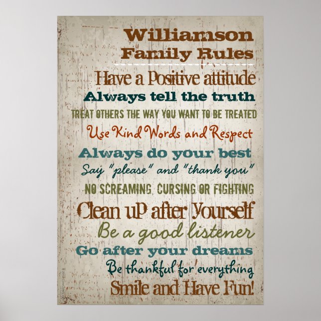 Personalisierte Hausordnung Poster (Vorne)