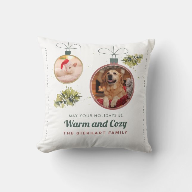 Personalisierte Haustiere Foto Weihnachtsfeiertag  Kissen (Vorderseite)