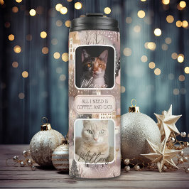 Personalisierte Haustiere Fotocollage Weihnachten Thermosbecher