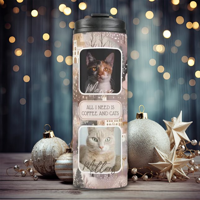 Personalisierte Haustiere Fotocollage Weihnachten Thermosbecher (Von Creator hochgeladen)