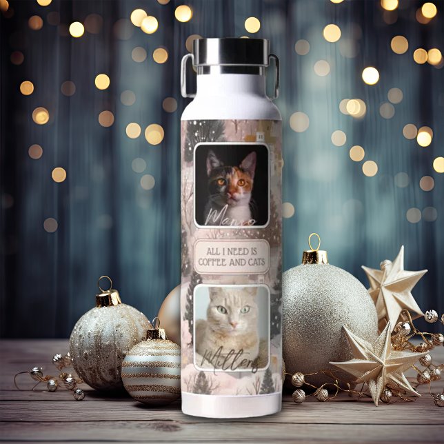 Personalisierte Haustiere Fotocollage Weihnachten Trinkflasche (Von Creator hochgeladen)