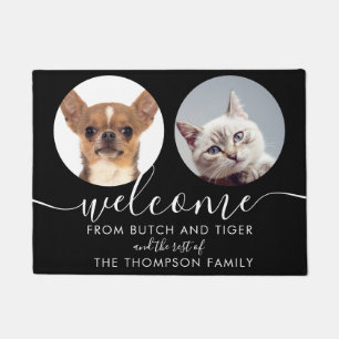 Personalisierte Haustierfotos Familienname Fußmatte