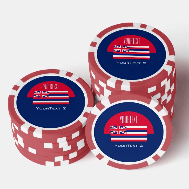 Personalisierte Hawaii-Staatsflagge auf einer Pokerchips (Stapel)