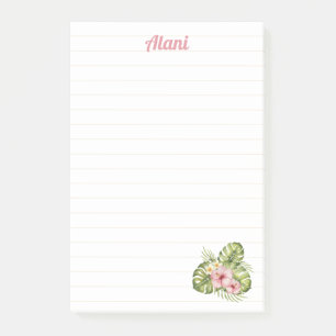 Personalisierte hawaiianische Blumen mit Namen 4x6 Post-it Klebezettel