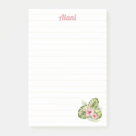 Personalisierte hawaiianische Blüte mit Name 4x6 L Post-it Klebezettel