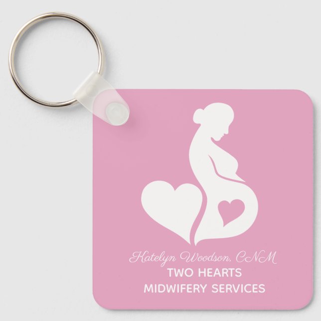 Personalisierte Hebamme Beautiful Doula OBGYN Pink Schlüsselanhänger (Vorderseite)
