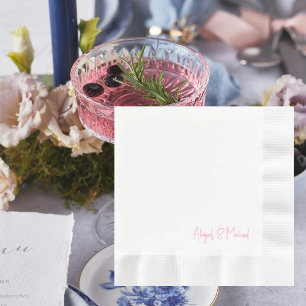 Personalisierte heiße rosa Hochzeit geprägt Mittag Serviette