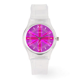 Personalisierte heißes Rosa-pinkfarbene Armbanduhr