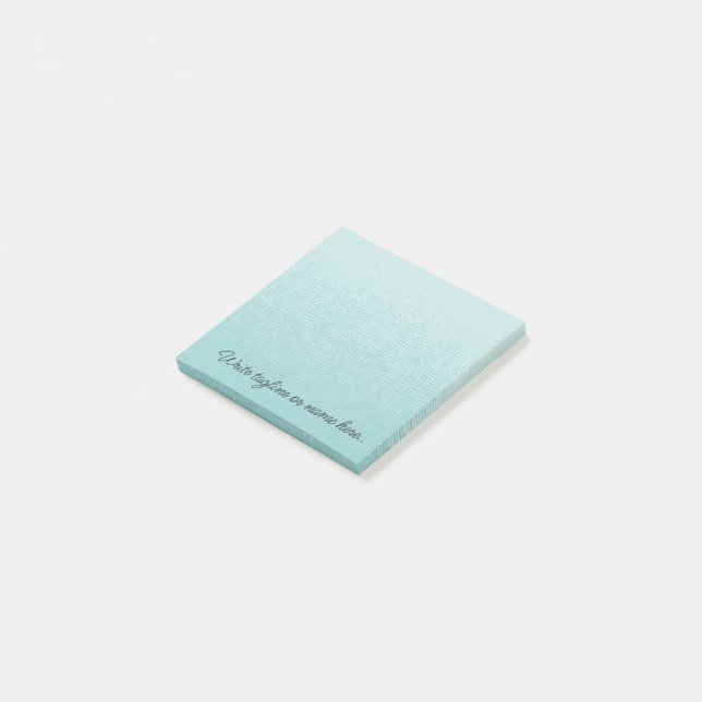 Personalisierte hell türkis Schrift Post-it Klebez Klebezettel (angewinkelt)