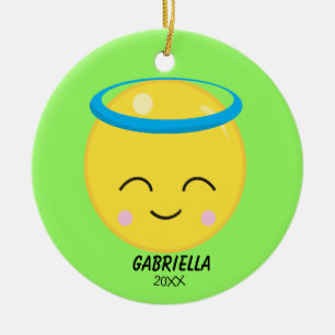 Personalisierte helle Engel Emoji Verzierung Keramikornament