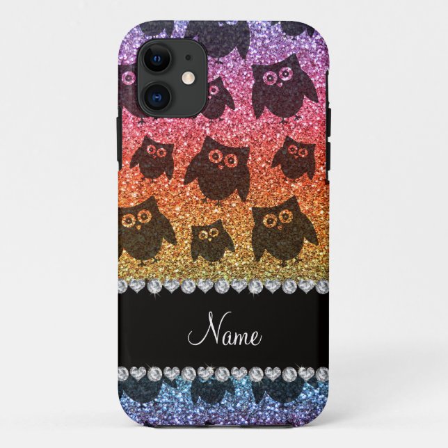 Personalisierte helle Regenbogen-Glitzer Case-Mate iPhone Hülle (Rückseite)